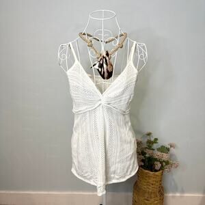 Stunning white vintage y2k crochet babydoll sequin tank top